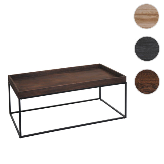 Cosmo Casa - Salontafel - Bijzettafel - Massief Hout en Metaal - Donkerbruin - 46x110x60cm