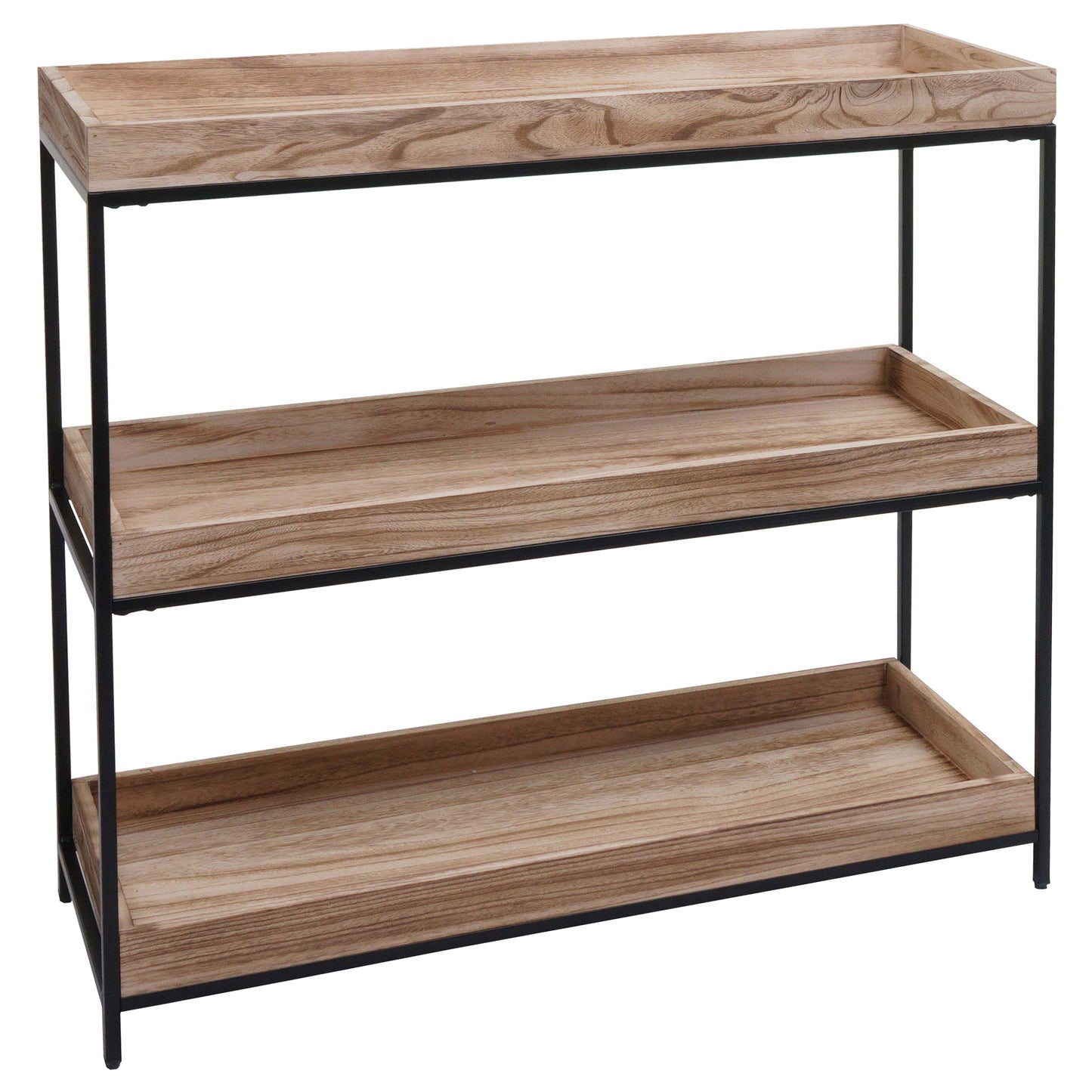 Cosmo Casa - Staande plank - Plantenplank en boekenplank - Naturel hout en metaal - 90x100x35cm