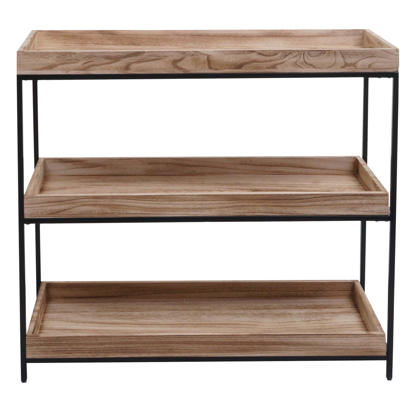 Cosmo Casa - Staande plank - Plantenplank en boekenplank - Naturel hout en metaal - 90x100x35cm