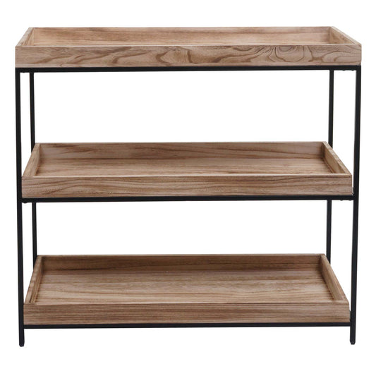 Cosmo Casa - Staande plank - Plantenplank en boekenplank - Naturel hout en metaal - 90x100x35cm