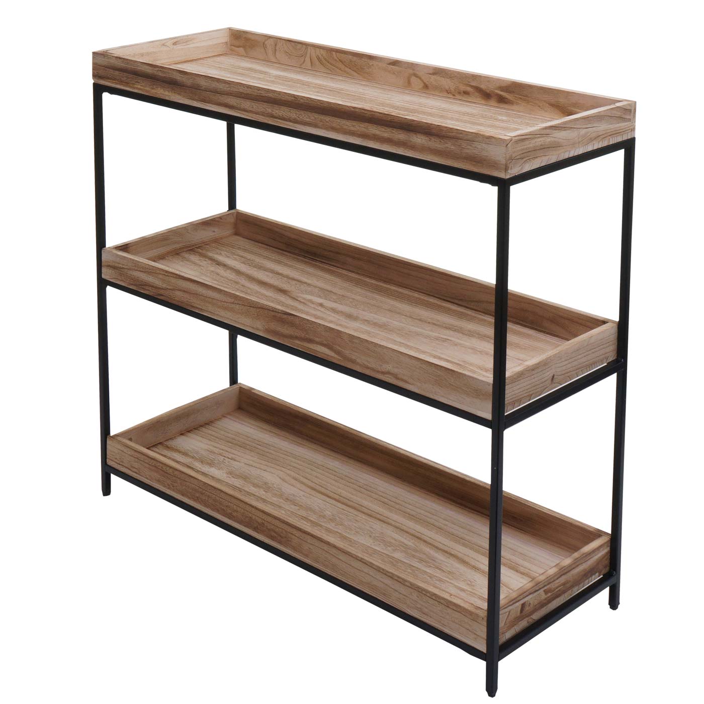 Cosmo Casa - Staande plank - Plantenplank en boekenplank - Naturel hout en metaal - 90x100x35cm