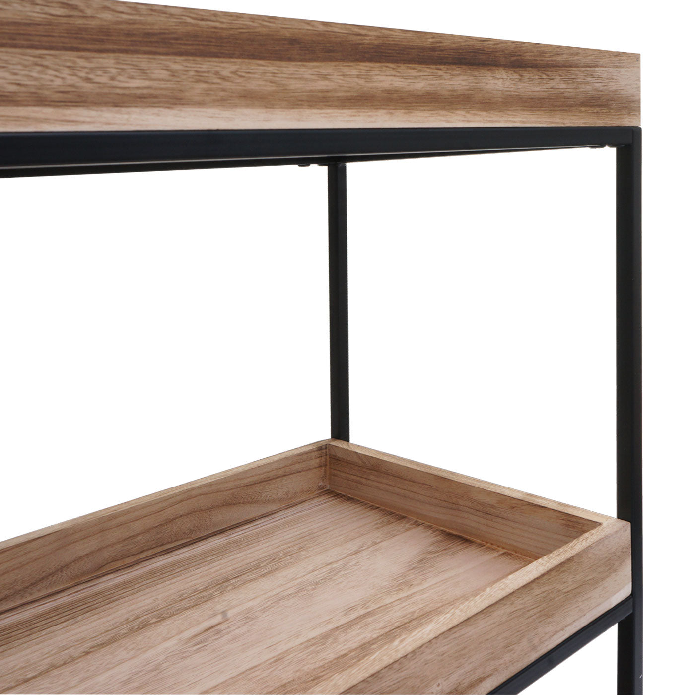 Cosmo Casa - Staande plank - Plantenplank en boekenplank - Naturel hout en metaal - 90x100x35cm