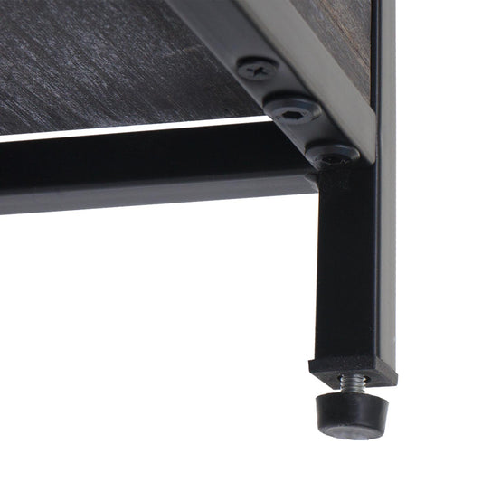 Cosmo Casa - Staande plank - Plantenplank en boekenplank - Donkergrijs hout en metaal - 90x100x35cm