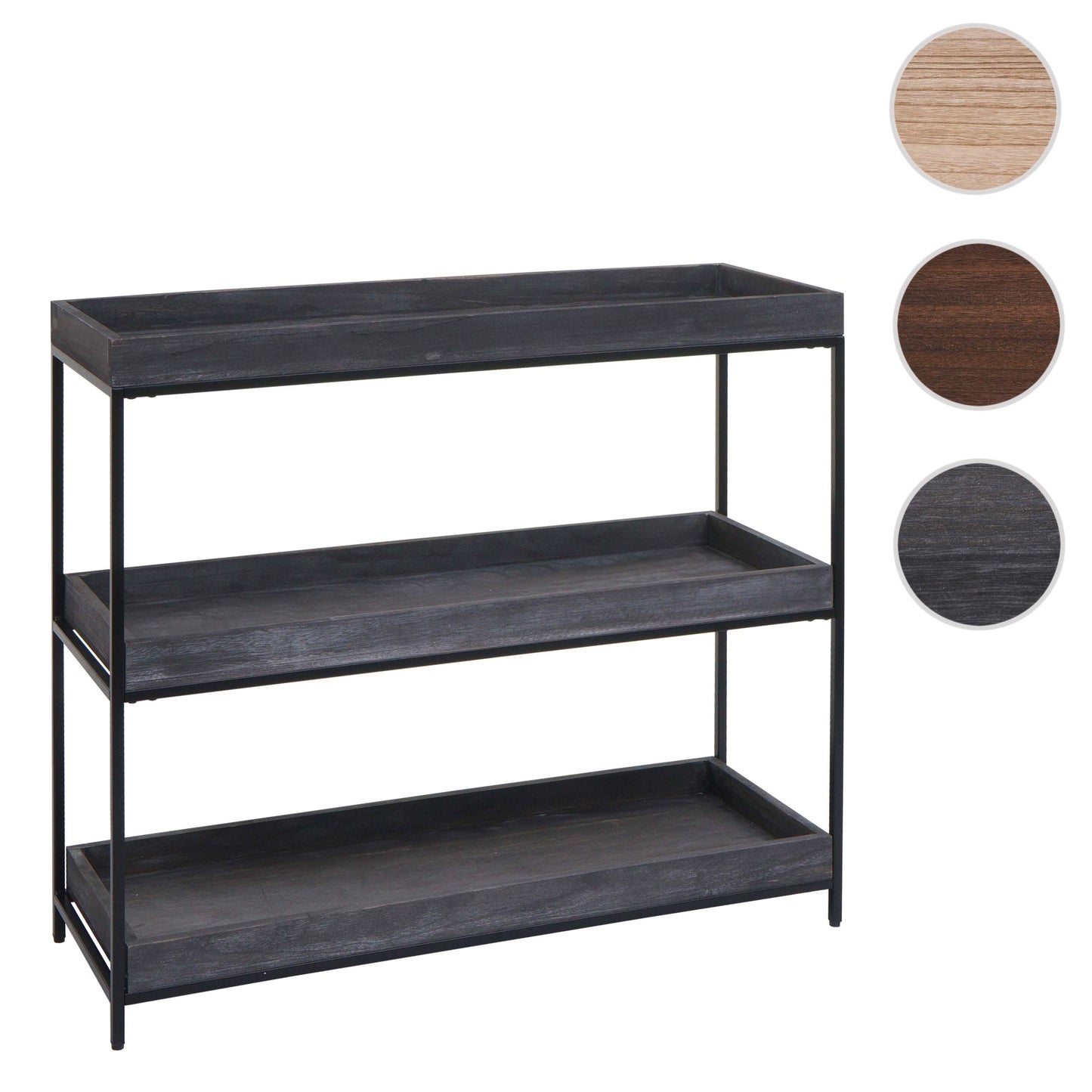 Cosmo Casa - Staande plank - Plantenplank en boekenplank - Donkergrijs hout en metaal - 90x100x35cm