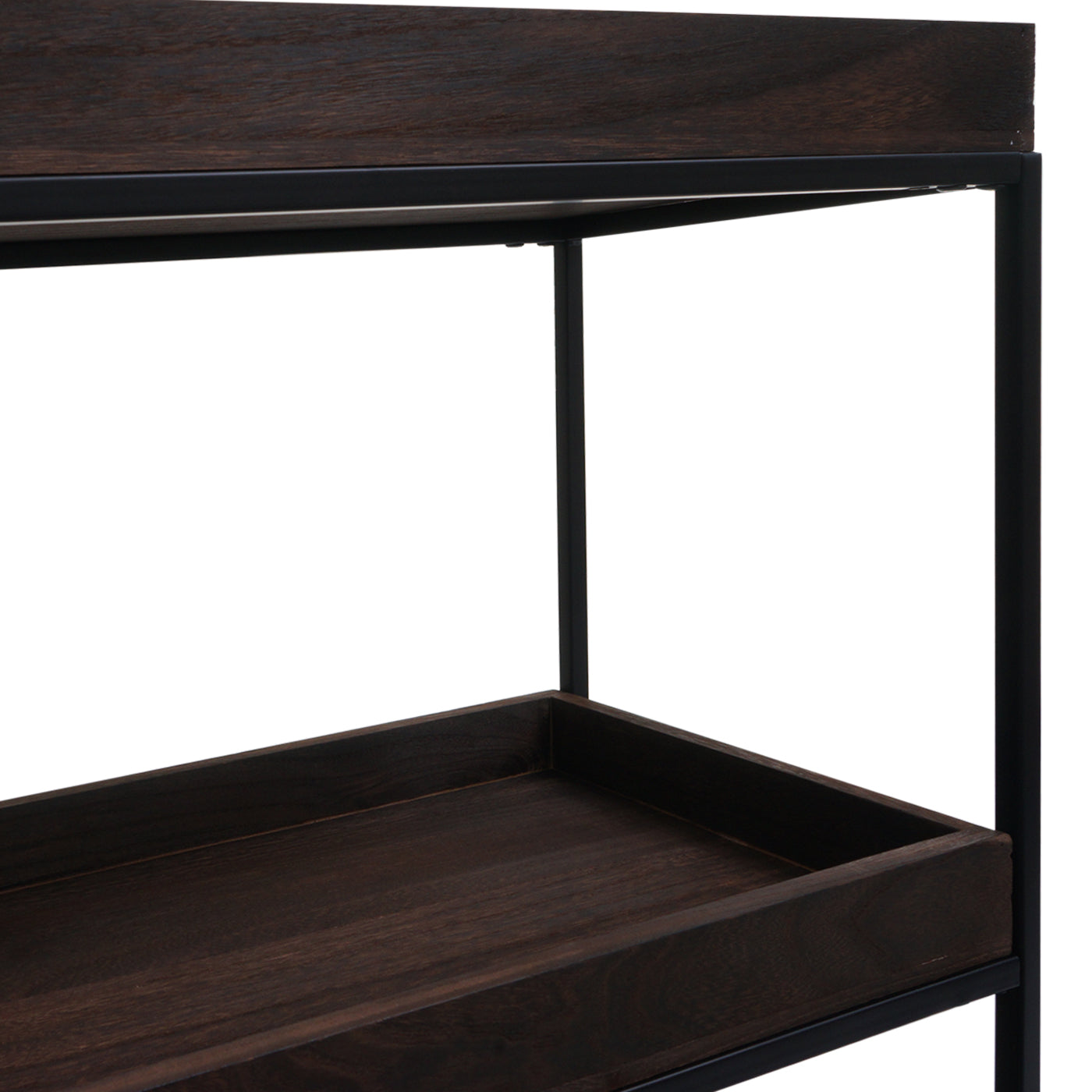 Cosmo Casa - Staande plank - Plantenplank en boekenplank - Donkerbruin hout en metaal - 90x100x35cm