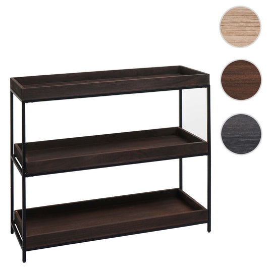 Cosmo Casa - Staande plank - Plantenplank en boekenplank - Donkerbruin hout en metaal - 90x100x35cm