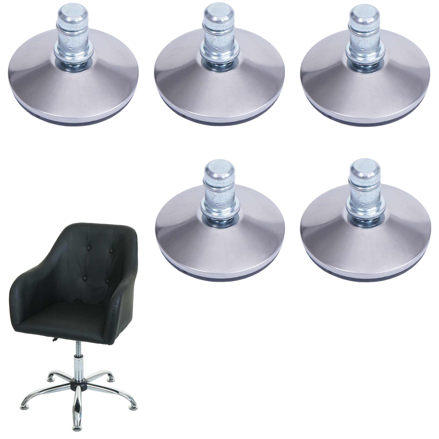 Cosmo Casa - Set van 5 Vloerglijders - Vaste - Kunststof - Zilver - 11 mm