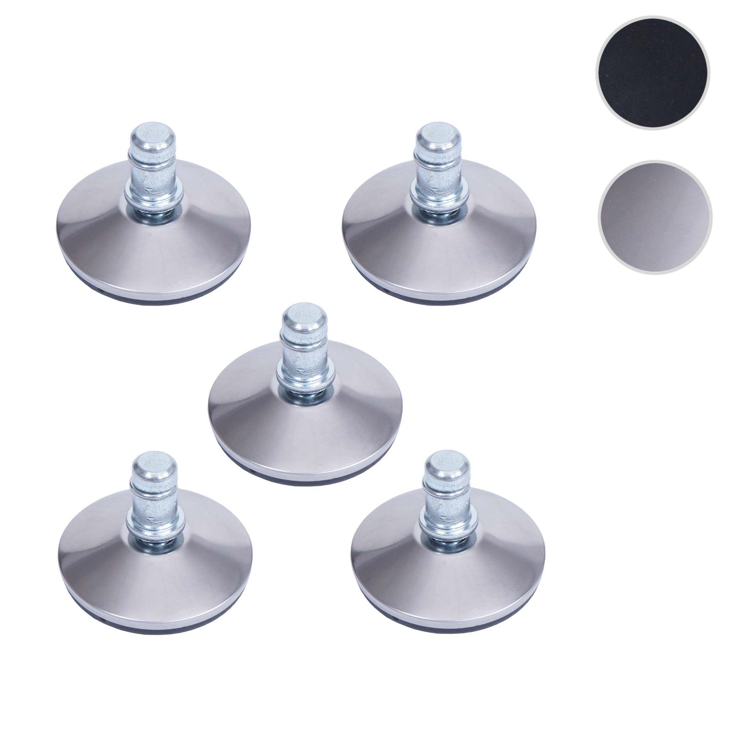 Cosmo Casa - Set van 5 Vloerglijders - Vaste - Kunststof - Zilver - 11 mm