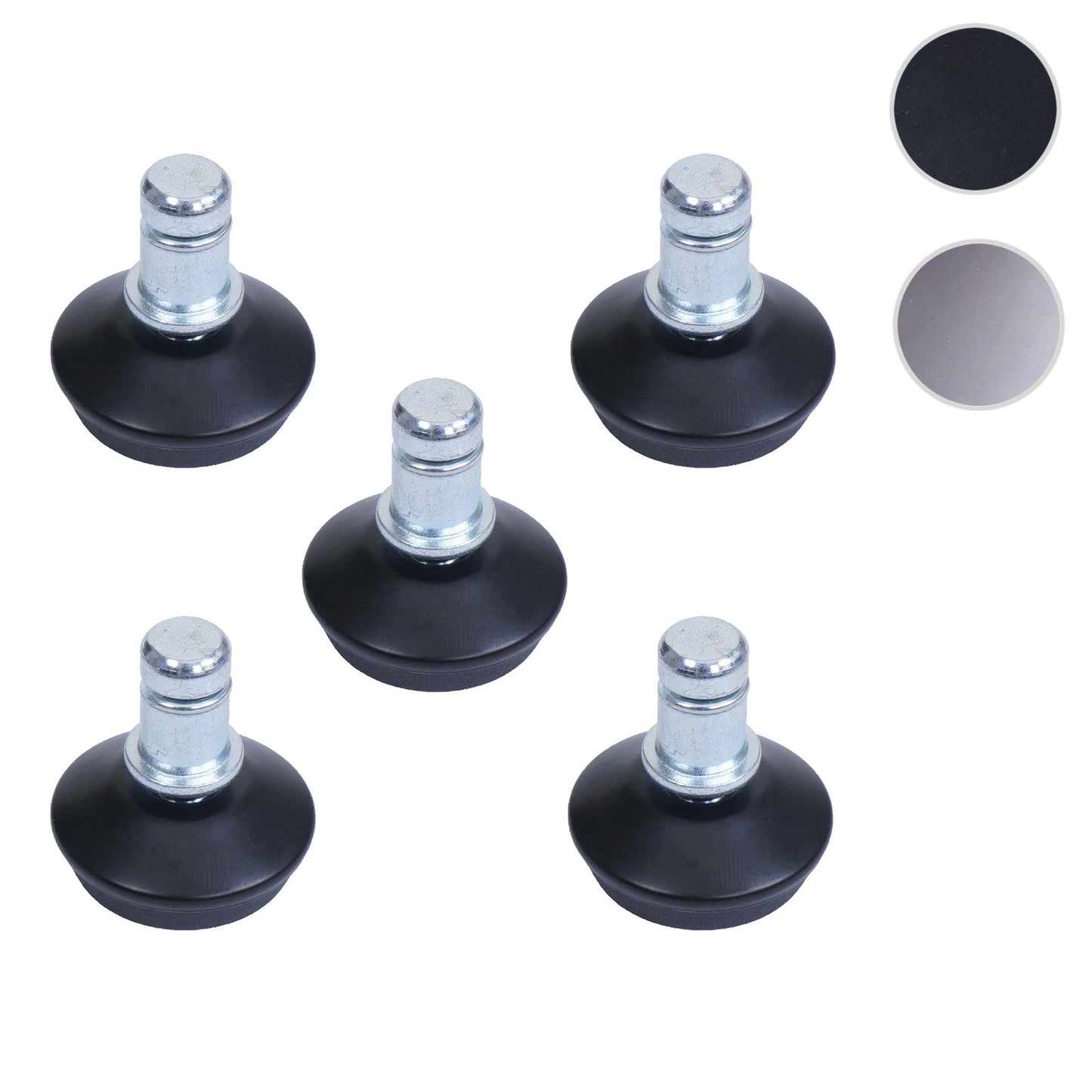 Cosmo Casa - Set van 5 Vloerglijders - Vaste - Kunststof - Zwart - 11 mm