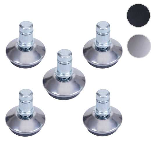 Cosmo Casa - Set van 5 Vloerglijders - Vaste - Kunststof - Zilver - 11 mm