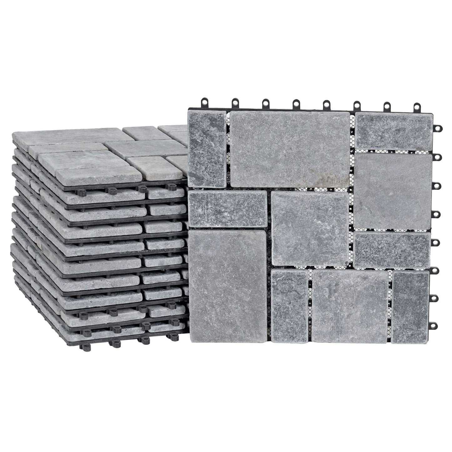 Cosmo Casa - Steentegel Natuursteen - Balkon- & Terrastegel - 11×30×30 cm - 1 m² - Donkergrijs