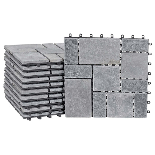 Cosmo Casa - Steentegel Natuursteen - Balkon- & Terrastegel - 11×30×30 cm - 1 m² - Donkergrijs