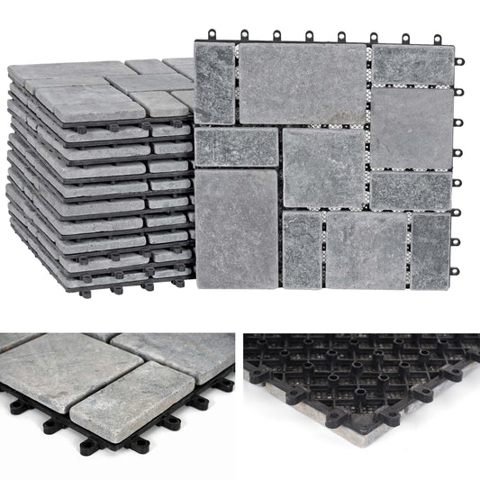 Cosmo Casa - Steentegel Natuursteen - Balkon- & Terrastegel - 11×30×30 cm - 1 m² - Donkergrijs