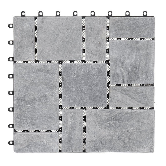 Cosmo Casa - Steentegel Natuursteen - Balkon- & Terrastegel - 11×30×30 cm - 1 m² - Donkergrijs
