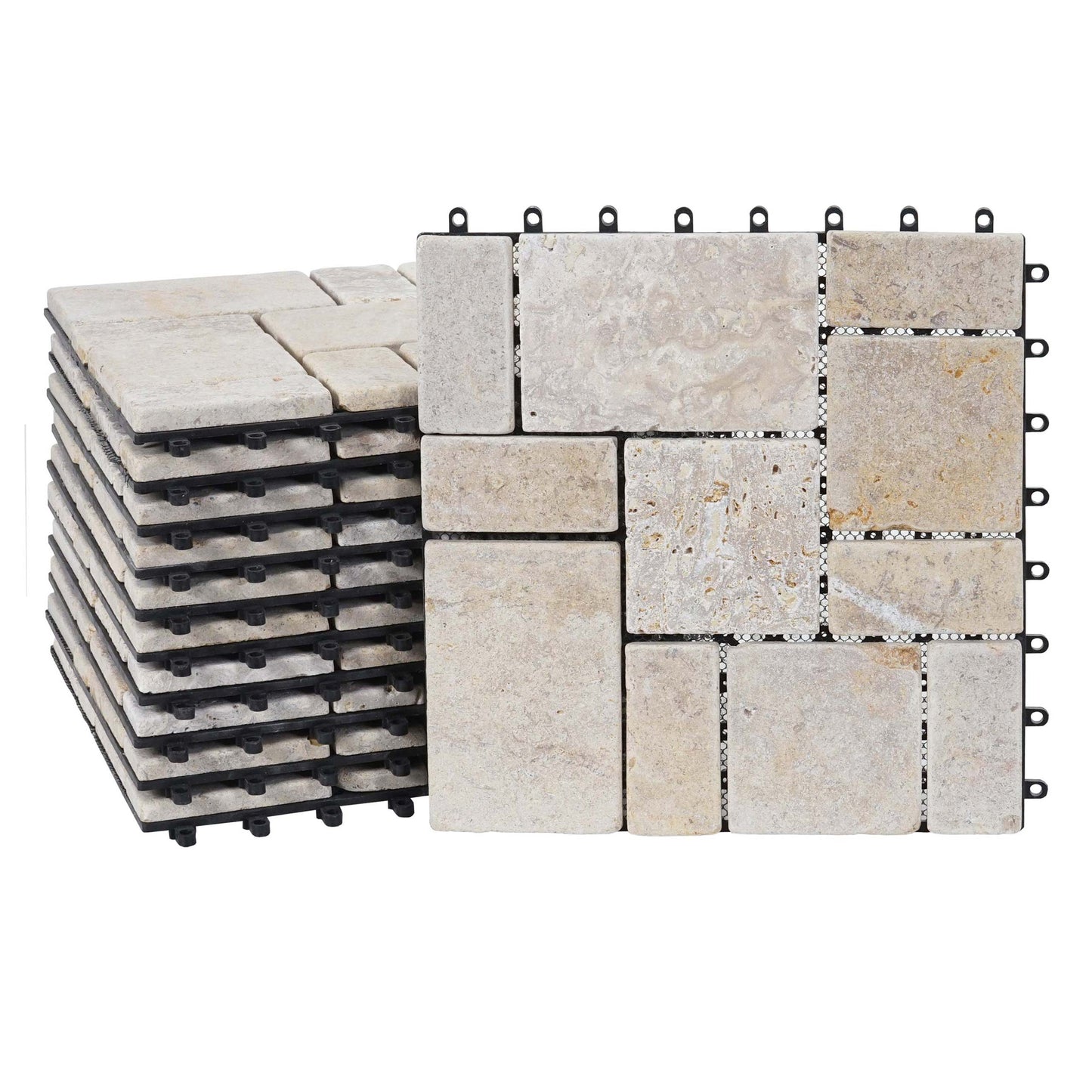 Cosmo Casa - Steentegel Natuursteen - Balkon- & Terrastegel - 11×30×30 cm - 1 m² - Wit