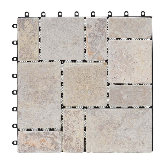 Cosmo Casa - Steentegel Natuursteen - Balkon- & Terrastegel - 11×30×30 cm - 1 m² - Wit