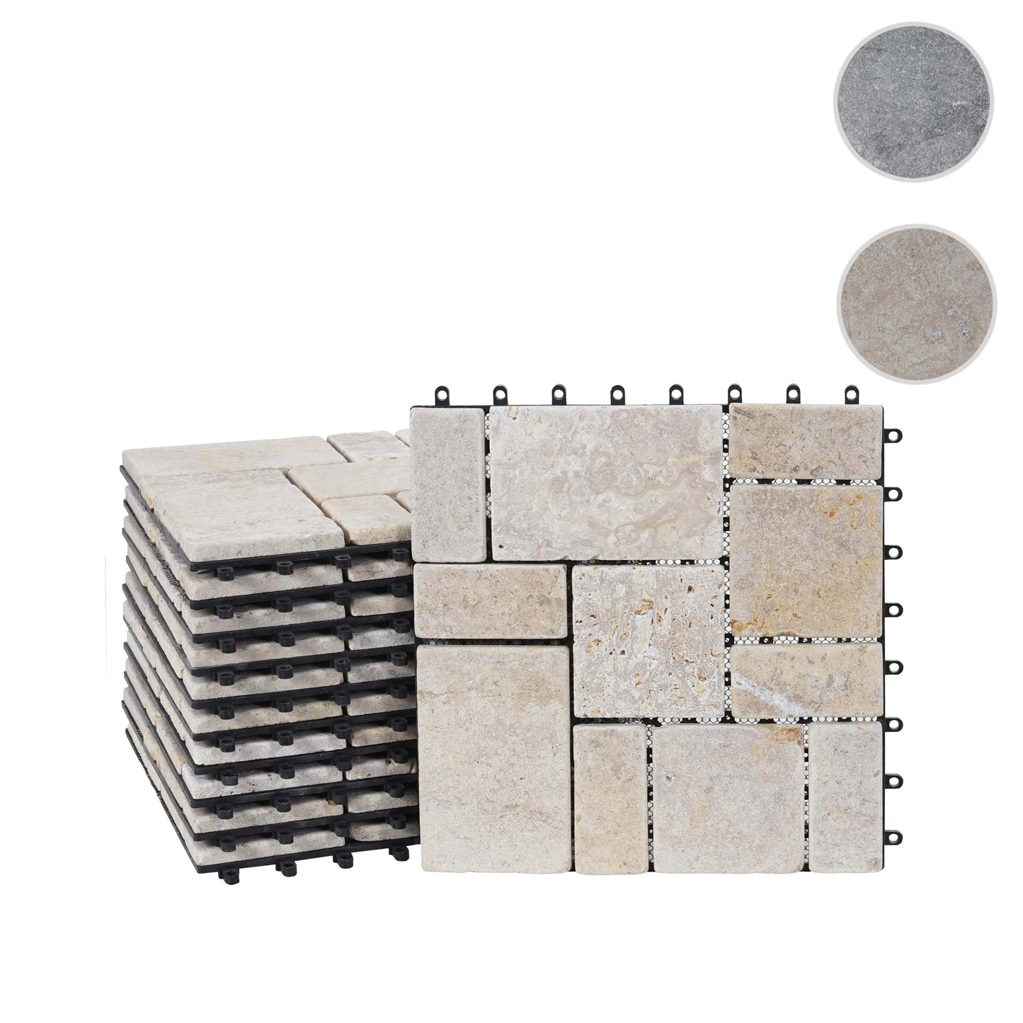 Cosmo Casa - Steentegel Natuursteen - Balkon- & Terrastegel - 11×30×30 cm - 1 m² - Wit