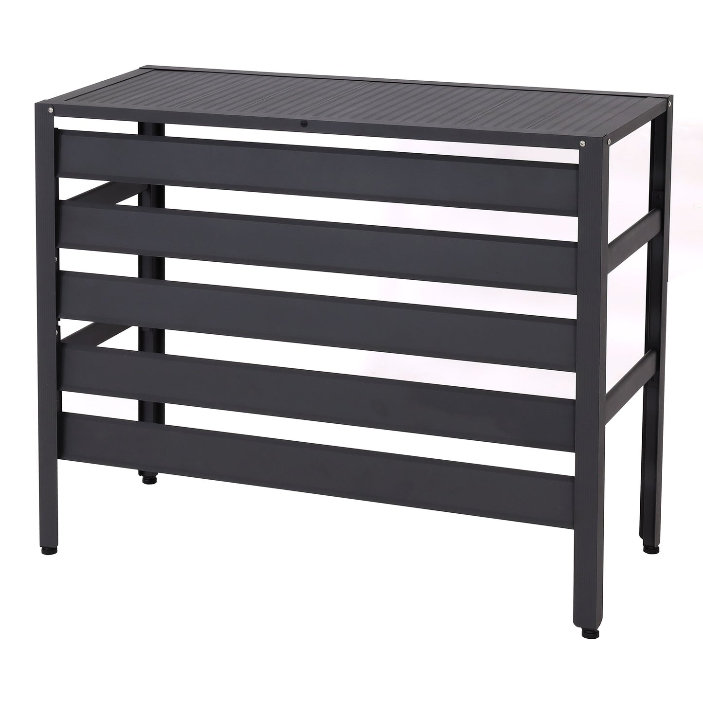 Cosmo Casa - Bekleding voor airconditioningwarmtepomp - Beschermrooster met plantenplank - Metaal - Grijs - 73×90×38 cm