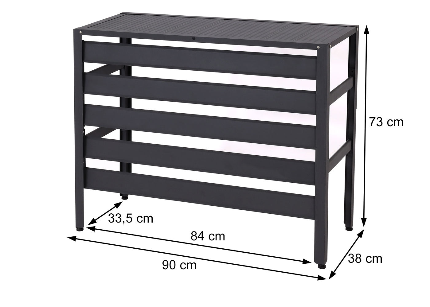 Cosmo Casa - Bekleding voor airconditioningwarmtepomp - Beschermrooster met plantenplank - Metaal - Grijs - 73×90×38 cm