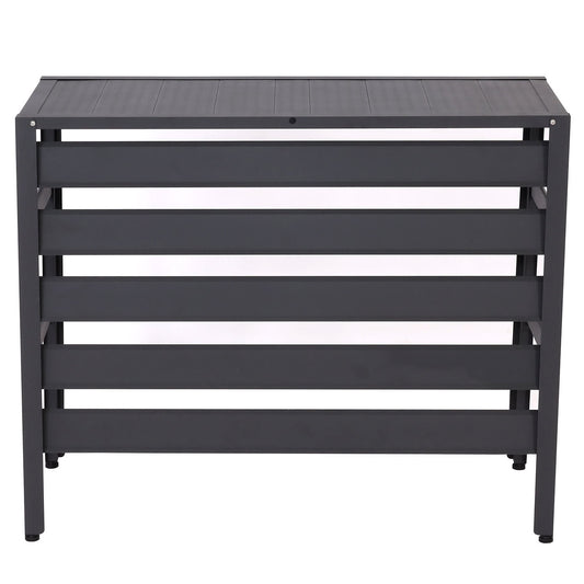 Cosmo Casa - Bekleding voor airconditioningwarmtepomp - Beschermrooster met plantenplank - Metaal - Grijs - 73×90×38 cm