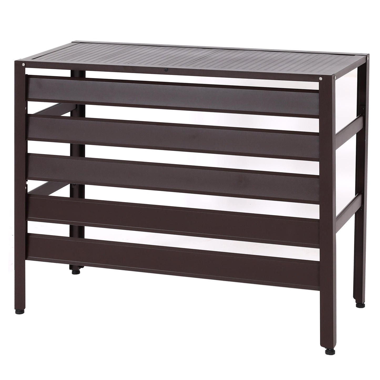 Cosmo Casa - Bekleding voor airconditioningwarmtepomp - Beschermrooster met plantenplank - Metaal - Bruin - 73×90×38 cm