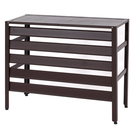 Cosmo Casa - Bekleding voor airconditioningwarmtepomp - Beschermrooster met plantenplank - Metaal - Bruin - 73×90×38 cm