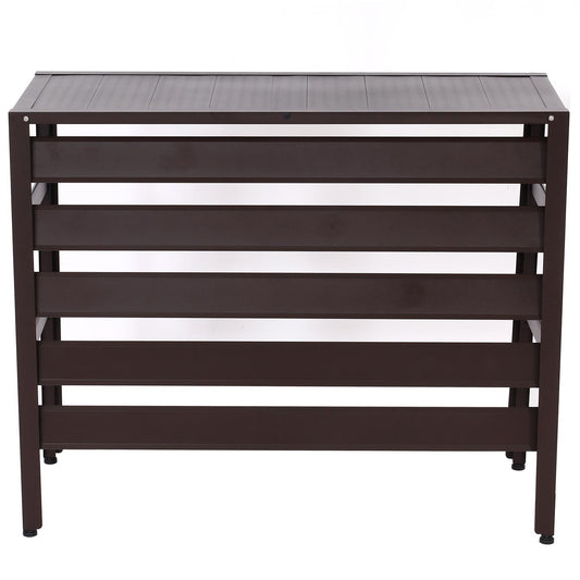 Cosmo Casa - Bekleding voor airconditioningwarmtepomp - Beschermrooster met plantenplank - Metaal - Bruin - 73×90×38 cm