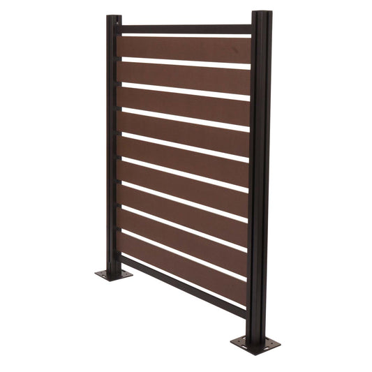 Cosmo Casa - Aluminium Vuilnisbakhek - Basiselement - Aluminium & Houtlook - Bruin - 130×110×6 cm