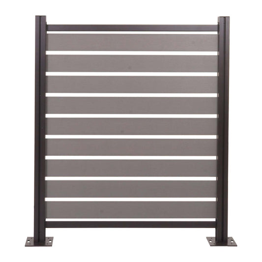 Cosmo Casa - Aluminium Vuilnisbakhek - Basiselement - Aluminium & Houtlook - Grijs - 130×110×6 cm