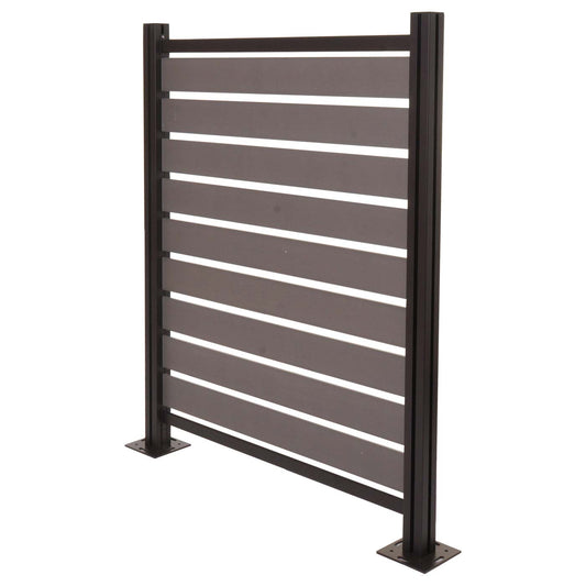 Cosmo Casa - Aluminium Vuilnisbakhek - Basiselement - Aluminium & Houtlook - Grijs - 130×110×6 cm