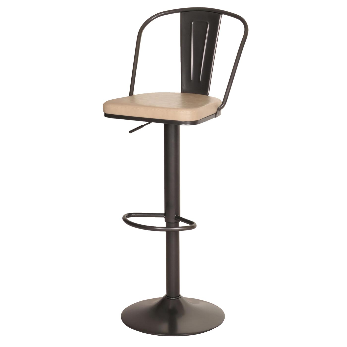 Cosmo Casa - Set van 2 Barkrukken - Verstelbare Hoogte - Draaibaar - Industrieel Kunstleer - Vintage Beige