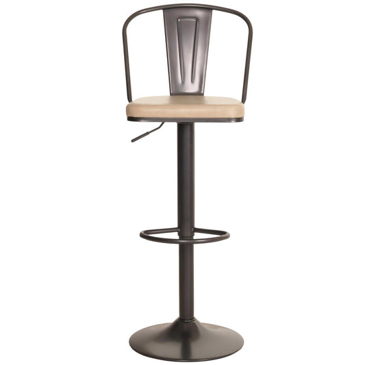 Cosmo Casa - Set van 2 Barkrukken - Verstelbare Hoogte - Draaibaar - Industrieel Kunstleer - Vintage Beige