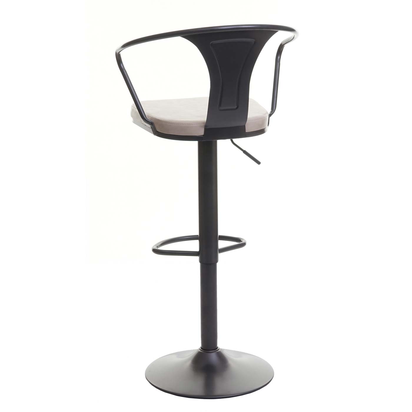 Cosmo Casa - Set van 2 Barkrukken - Verstelbaar - Metaal & Textiel - Zwart-Crème