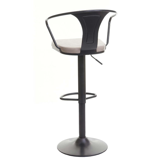 Cosmo Casa - Set van 2 Barkrukken - Verstelbaar - Metaal & Textiel - Zwart-Crème