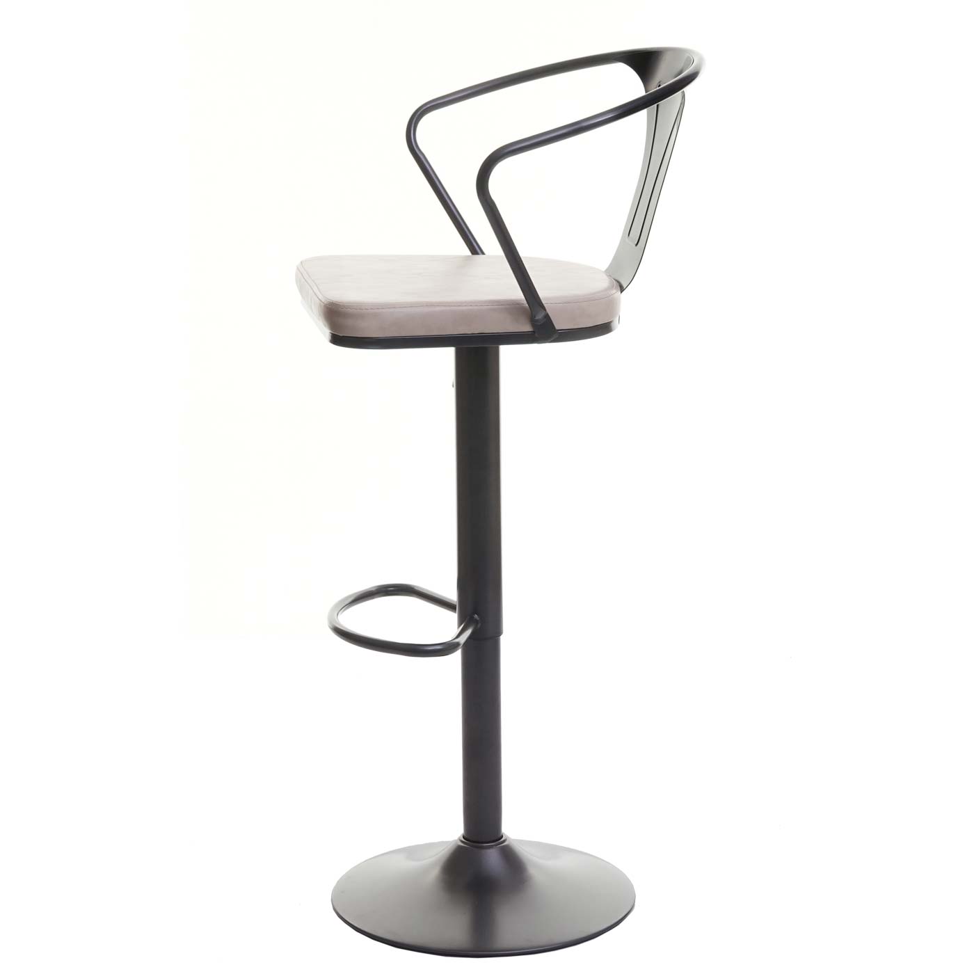 Cosmo Casa - Set van 2 Barkrukken - Verstelbaar - Metaal & Textiel - Zwart-Crème