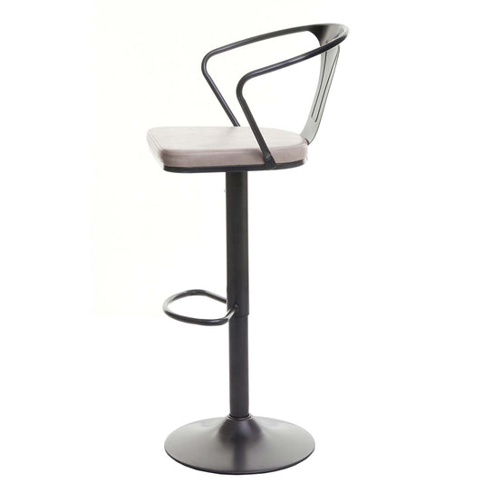 Cosmo Casa - Set van 2 Barkrukken - Verstelbaar - Metaal & Textiel - Zwart-Crème