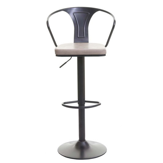 Cosmo Casa - Set van 2 Barkrukken - Verstelbaar - Metaal & Textiel - Zwart-Crème