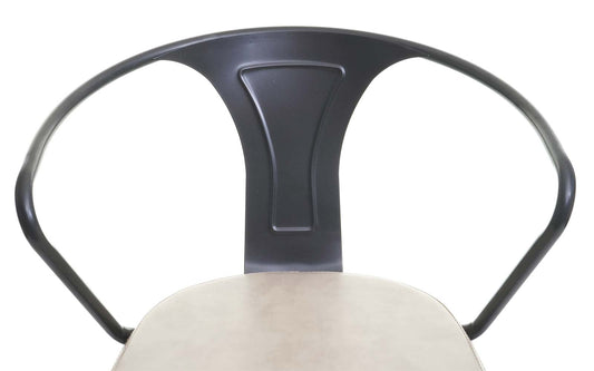 Cosmo Casa - Set van 2 Barkrukken - Verstelbaar - Metaal & Textiel - Zwart-Crème