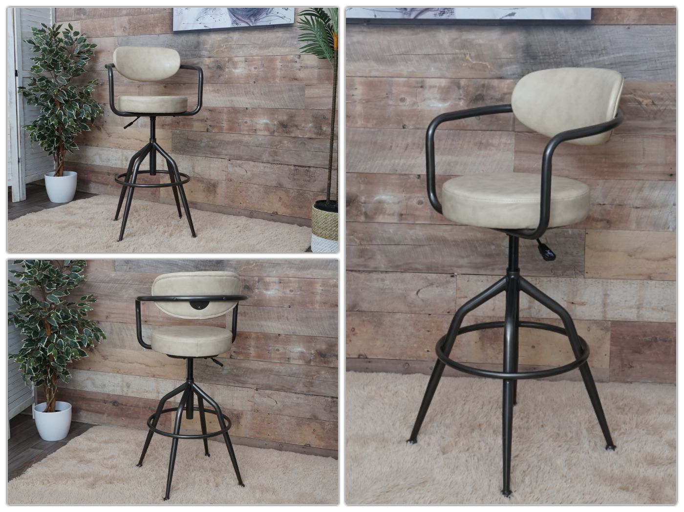 Cosmo Casa - Barkruk - Verstelbaar - Kunstleer - Beige