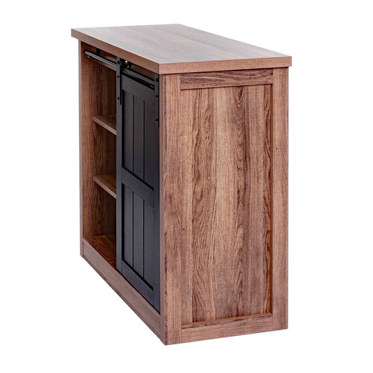 Cosmo Casa - Ladekast - Kast met Schuifdeuren & 5 Opbergvakken - Houtlook & Metaal - 84×80×40 cm - Bruin