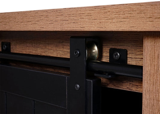 Cosmo Casa - Ladekast - Kast met Schuifdeuren & 5 Opbergvakken - Houtlook & Metaal - 84×80×40 cm - Bruin