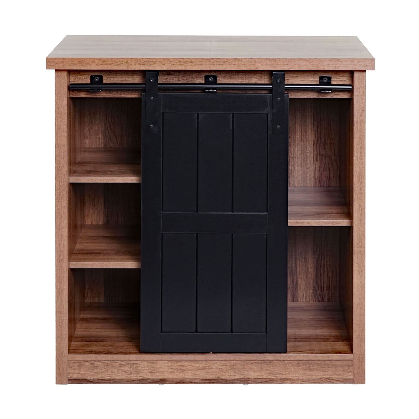 Cosmo Casa - Ladekast - Kast met Schuifdeuren & 5 Opbergvakken - Houtlook & Metaal - 84×80×40 cm - Bruin