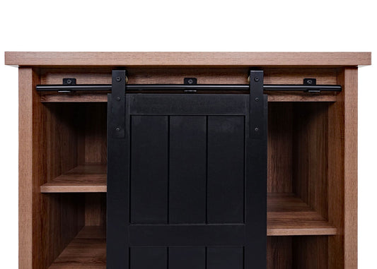 Cosmo Casa - Ladekast - Kast met Schuifdeuren & 5 Opbergvakken - Houtlook & Metaal - 84×80×40 cm - Bruin