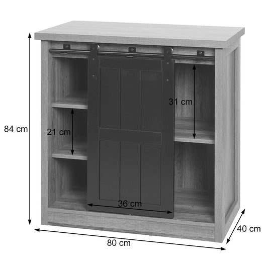 Cosmo Casa - Ladekast - Kast met Schuifdeuren & 5 Vakken - Houtlook & Metaal - 84×80×40 cm - Naturel