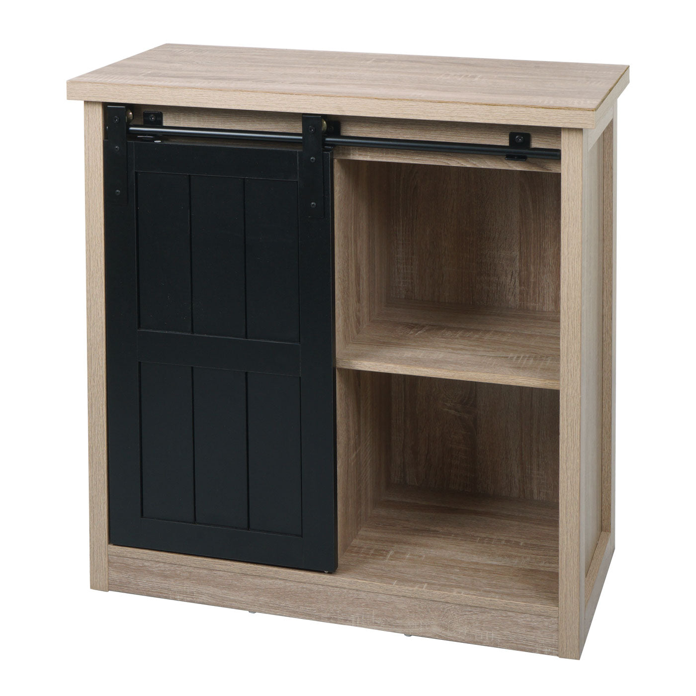 Cosmo Casa - Ladekast - Kast met Schuifdeuren & 5 Vakken - Houtlook & Metaal - 84×80×40 cm - Naturel