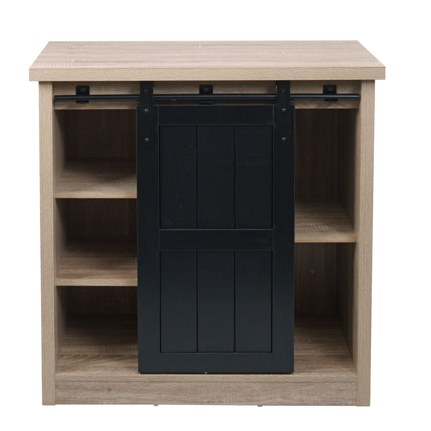 Cosmo Casa - Ladekast - Kast met Schuifdeuren & 5 Vakken - Houtlook & Metaal - 84×80×40 cm - Naturel