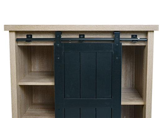 Cosmo Casa - Ladekast - Kast met Schuifdeuren & 5 Vakken - Houtlook & Metaal - 84×80×40 cm - Naturel