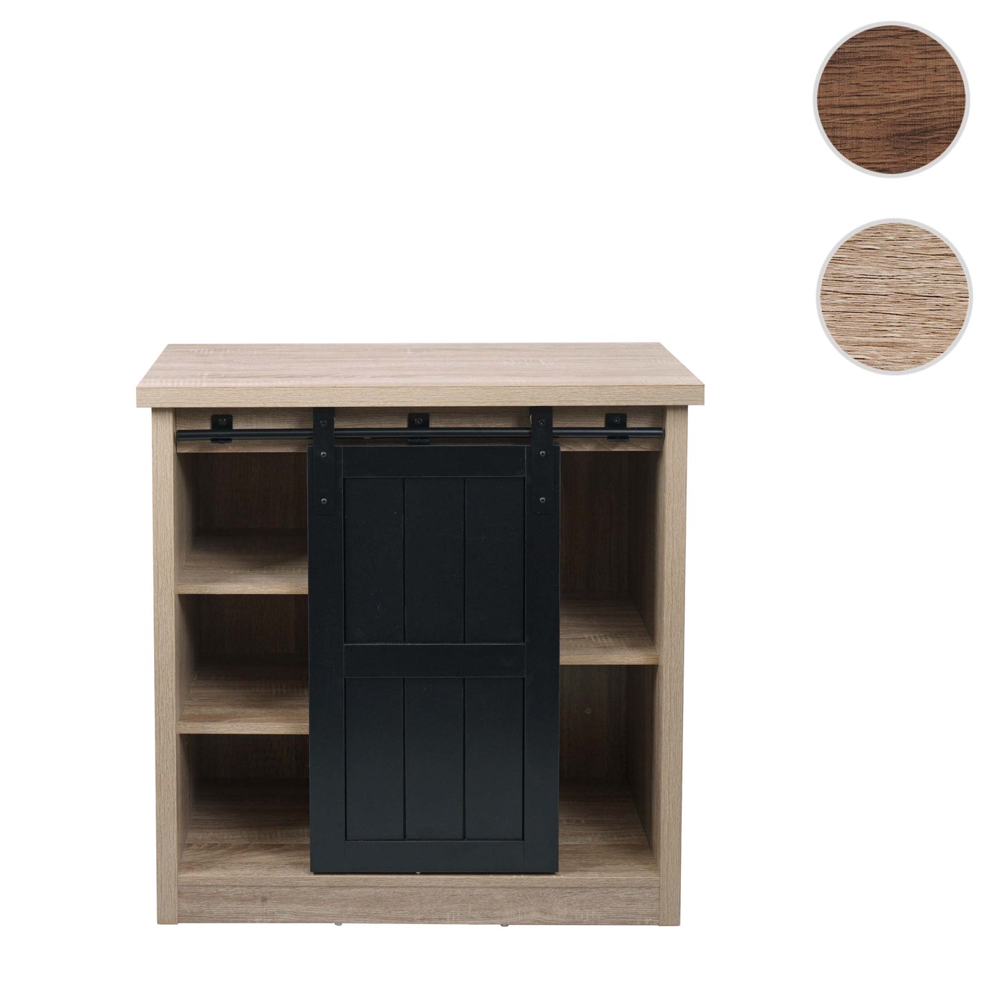 Cosmo Casa - Ladekast - Kast met Schuifdeuren & 5 Vakken - Houtlook & Metaal - 84×80×40 cm - Naturel