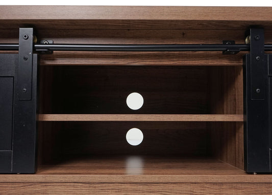 Cosmo Casa - TV-rek - Lowboard - Houtlook & Metaal met Schuifdeur - 43×150×40 cm - Bruin