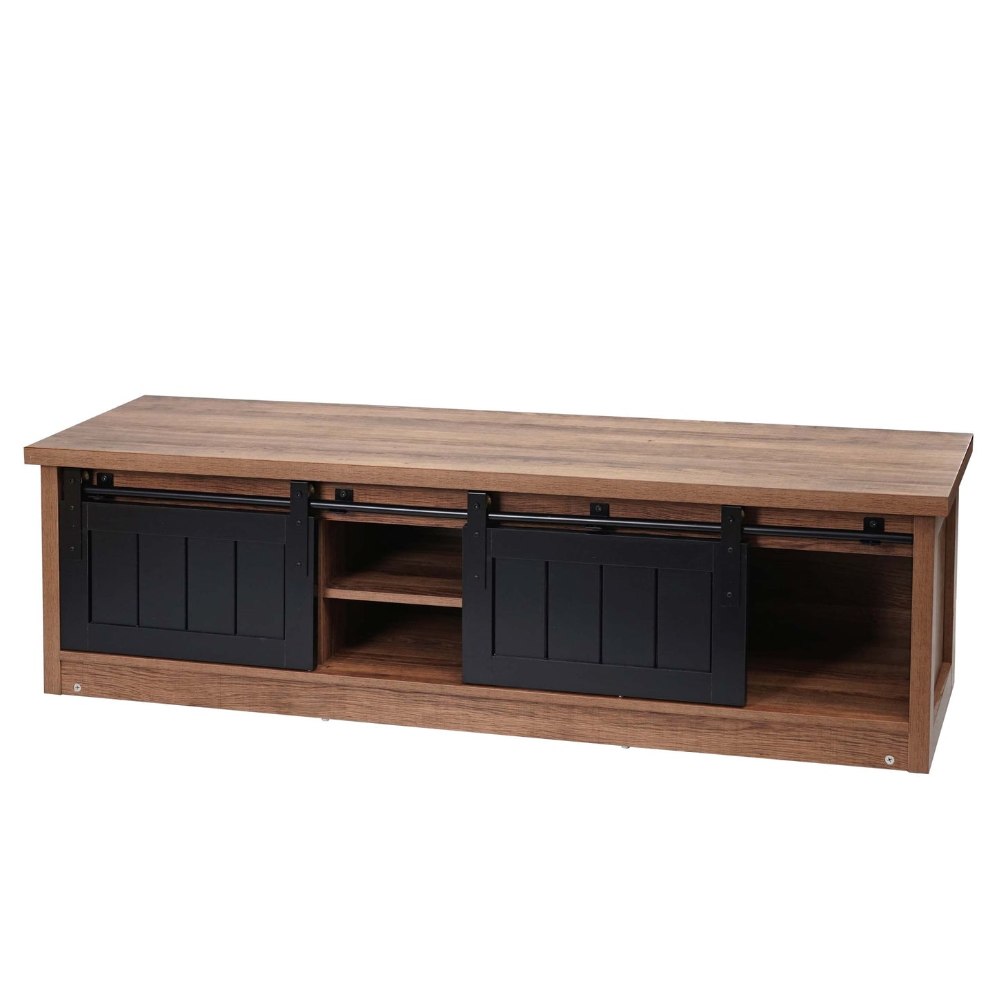 Cosmo Casa - TV-rek - Lowboard - Houtlook & Metaal met Schuifdeur - 43×150×40 cm - Bruin